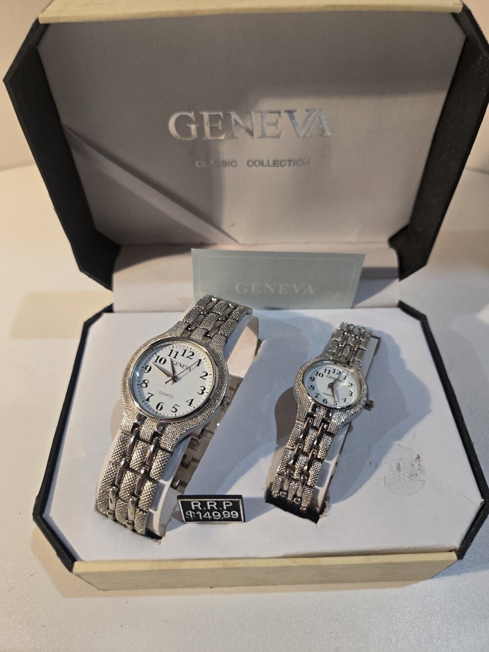 Men's & Women's GENEVA Classic Collection Quartz Silver Toned Watch Set